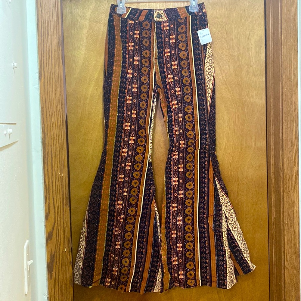 Free People corduroy patterned flare jeans